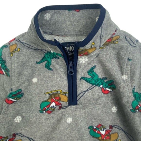OshKosh B'gosh Holiday Dino Half-Zip Pullover size 3T - Picture 5 of 8
